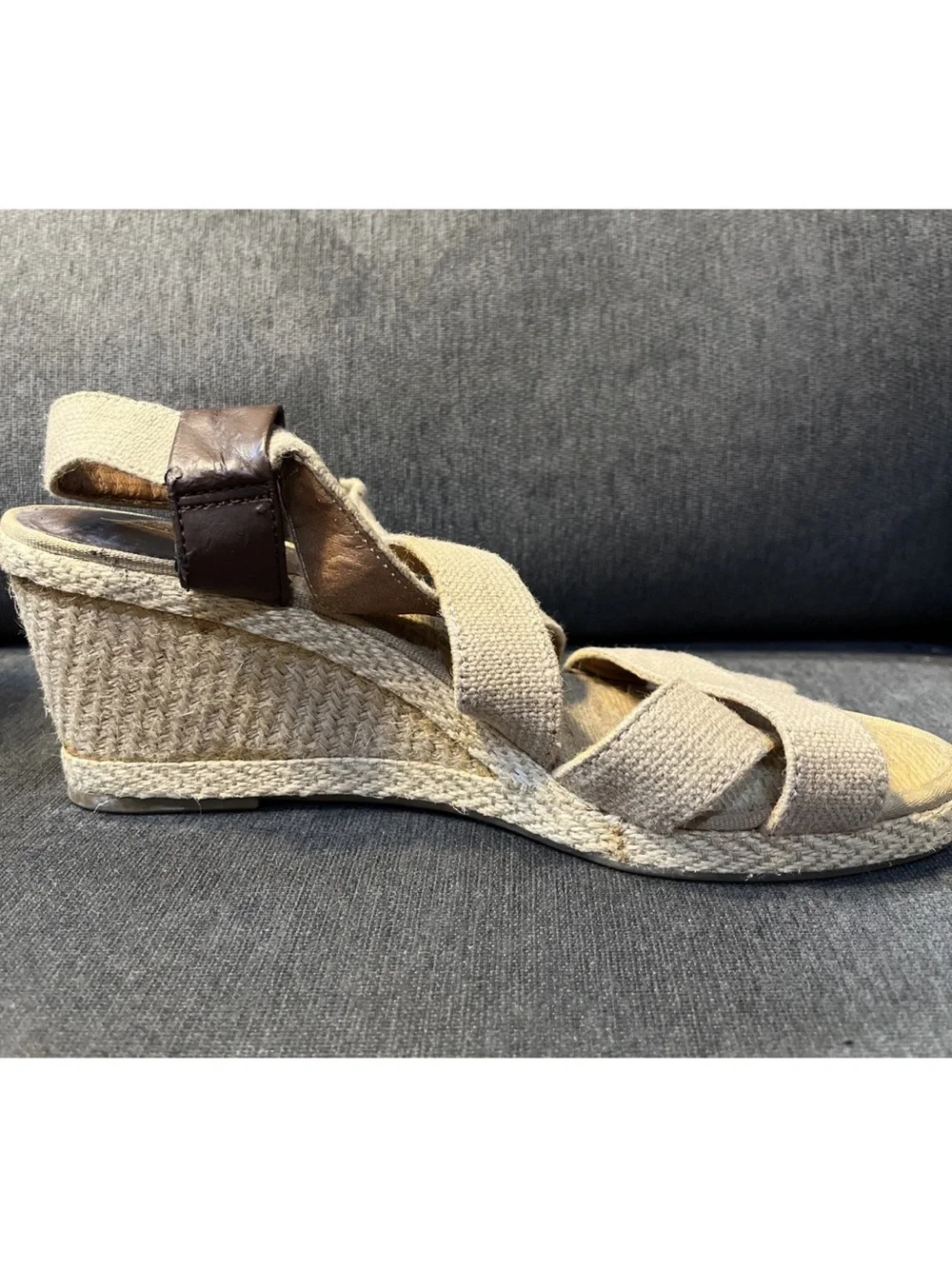 Lucky Brand Keane espadrilles Natural Crisscross Wedge Sandals 9M